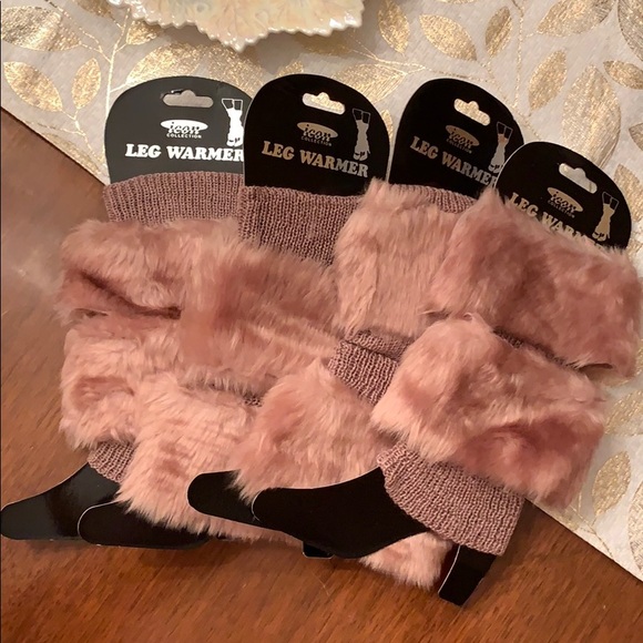 Dusty rose faux fur leg warmers - Picture 1 of 1